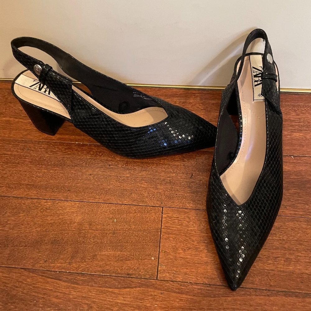 ZARA slingback crocodile heels SIZE 9